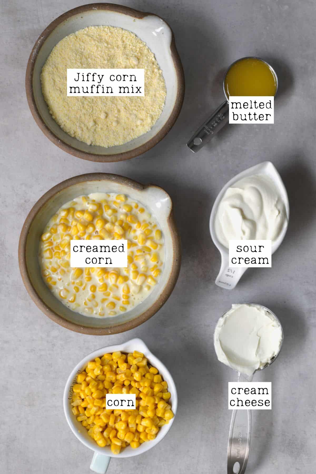 Ingredients for corn casserole