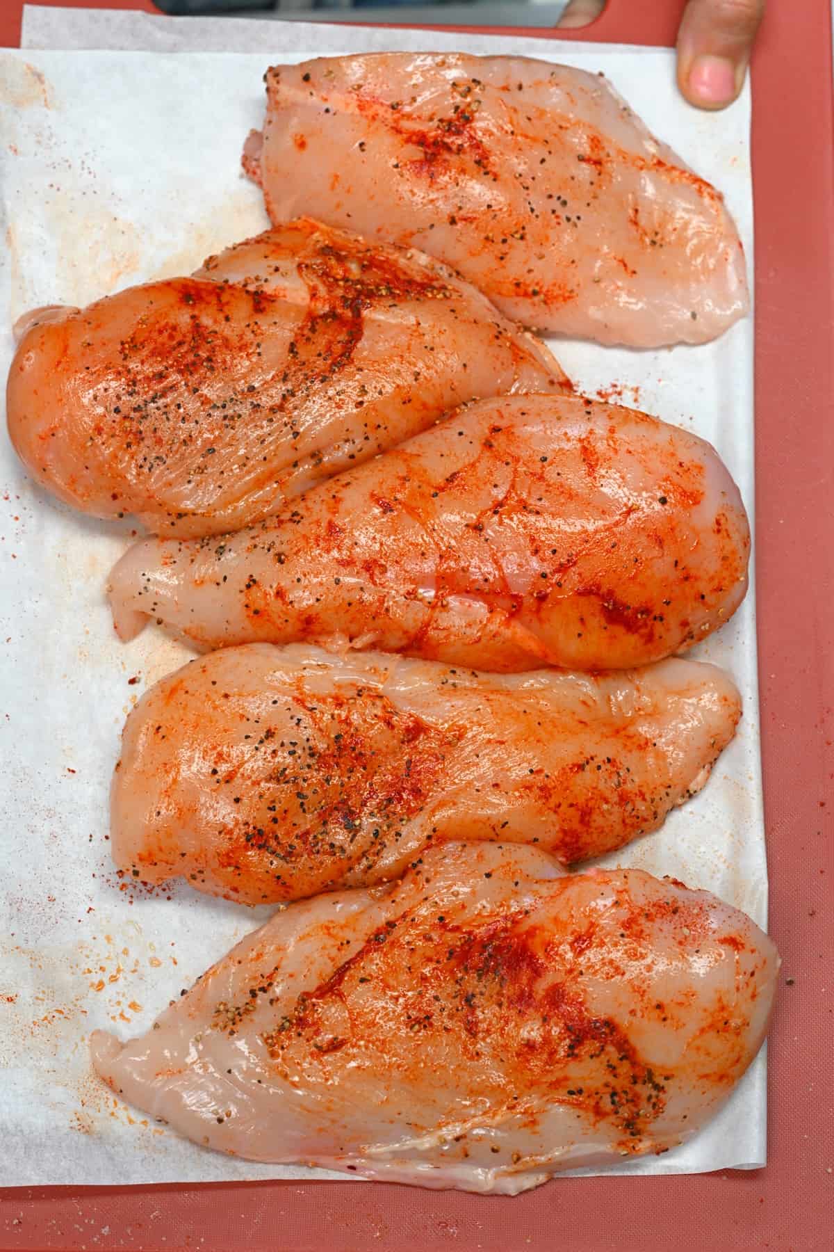 Chicken breasts rubbed with spices