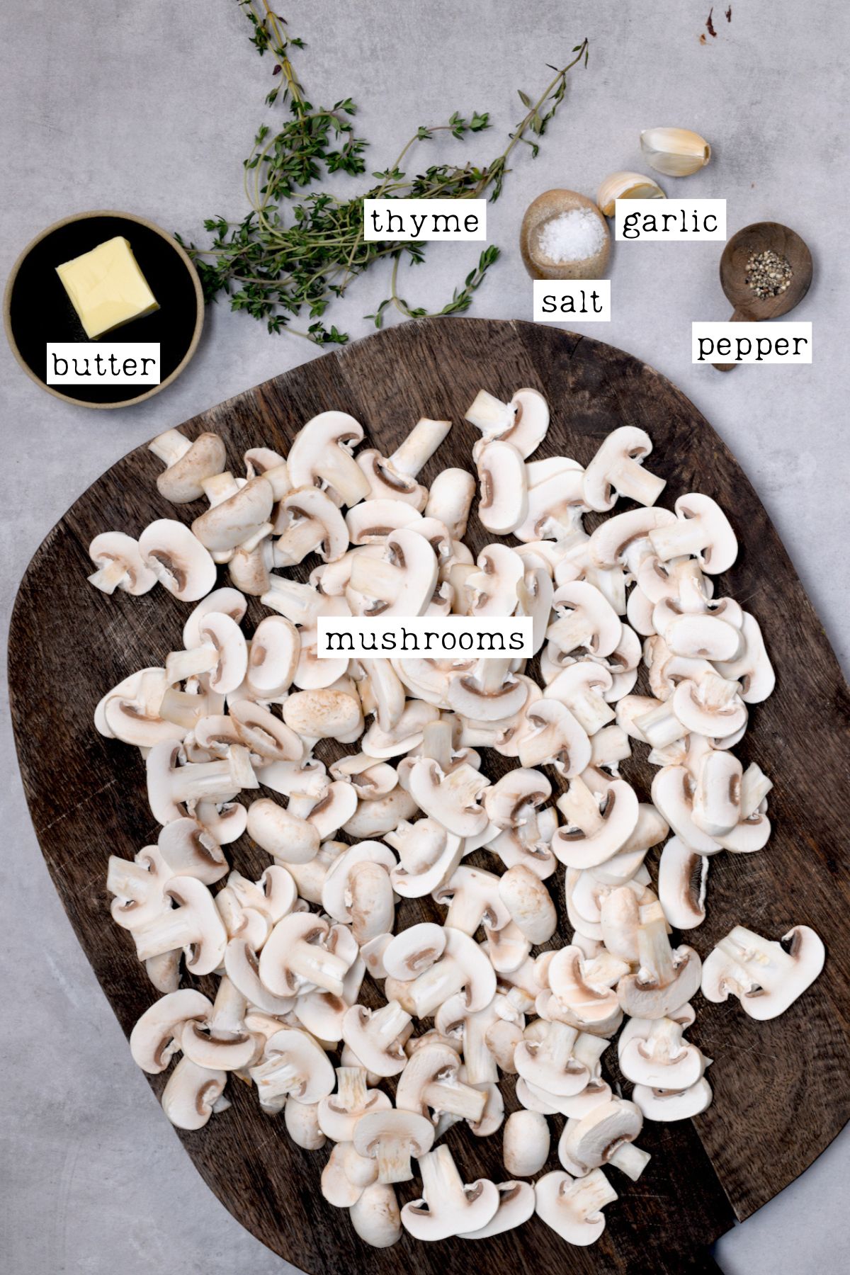 Ingredients for sautéed mushrooms