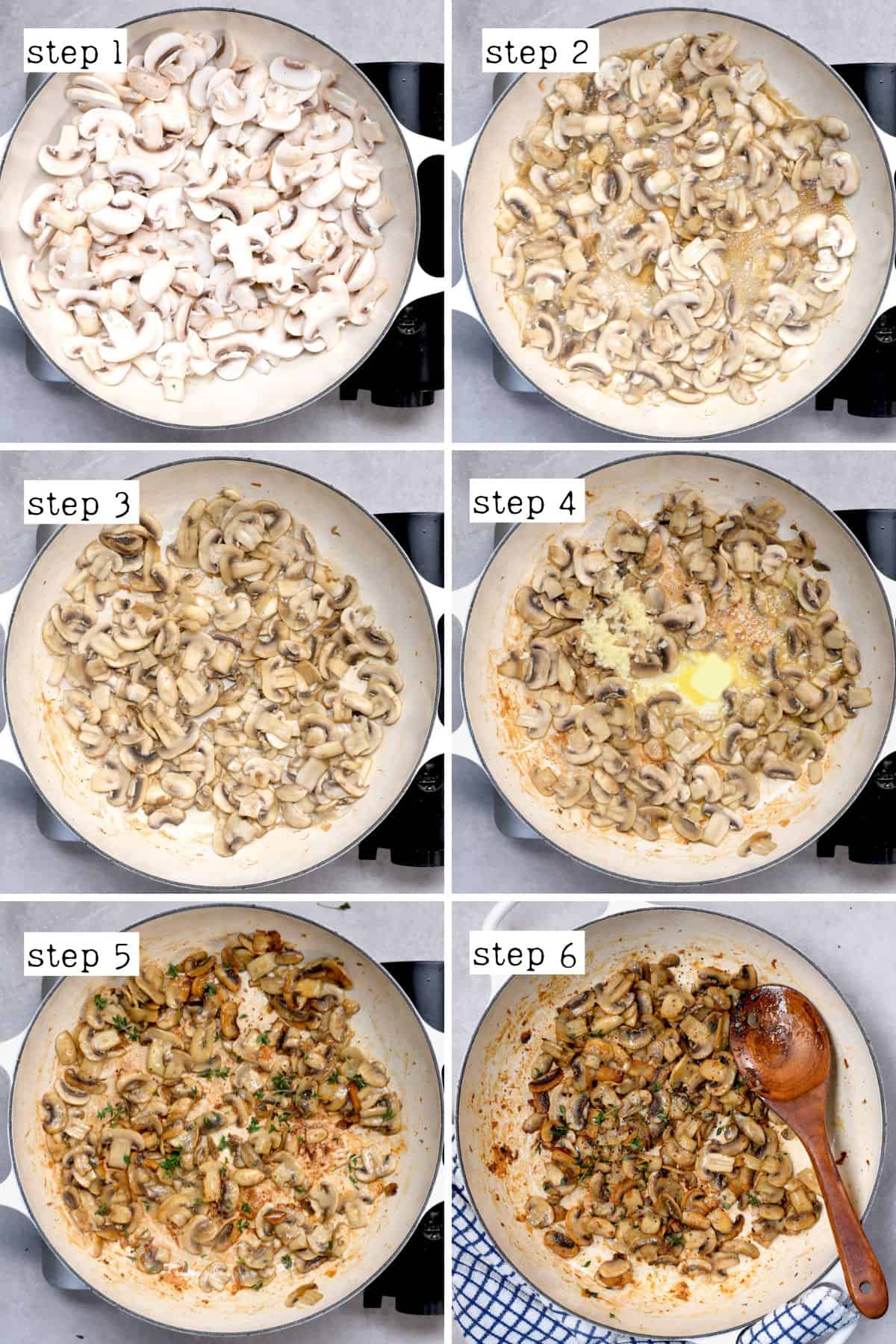 Steps for sautéing mushrooms