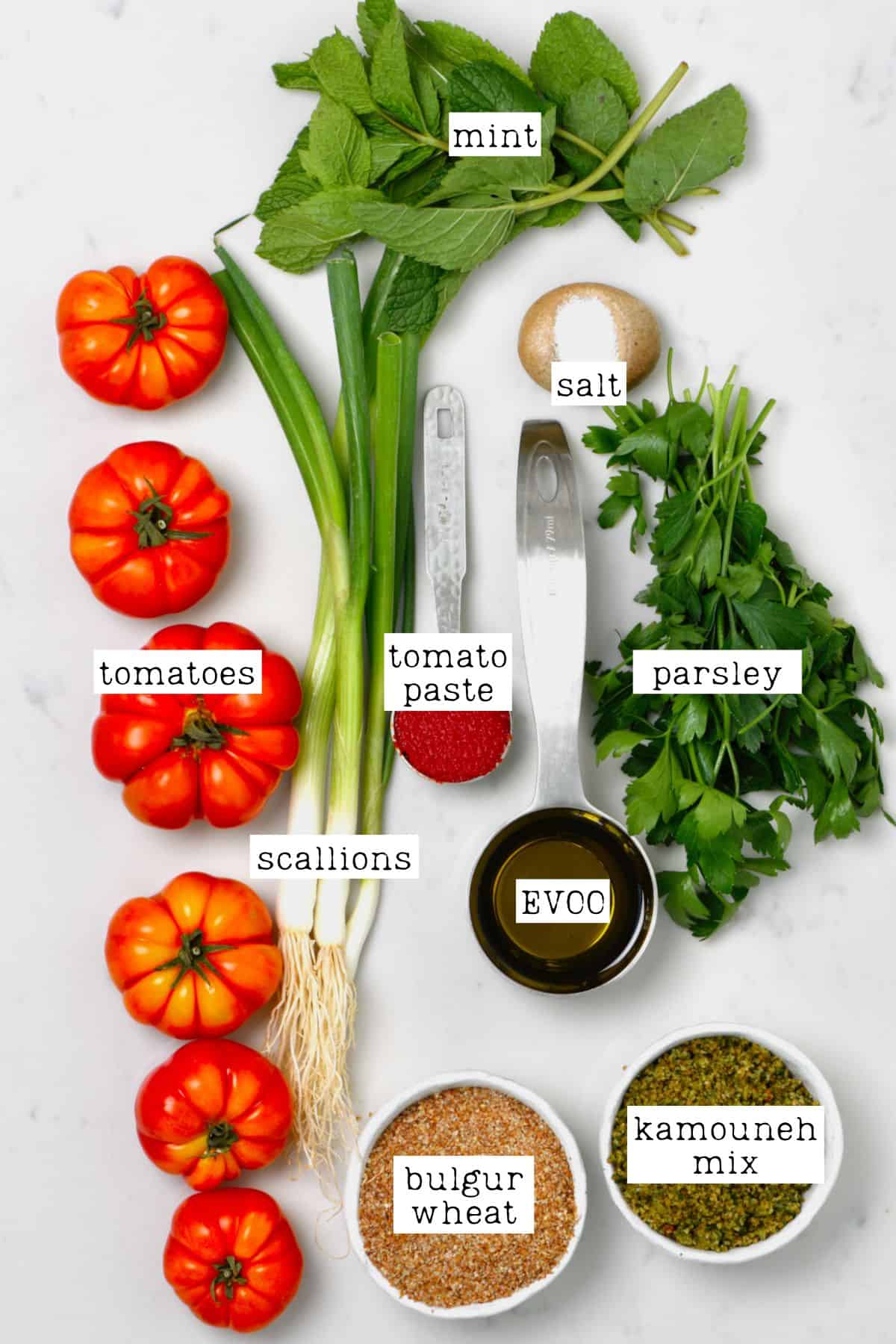 Ingredients for bulgur wheat salad