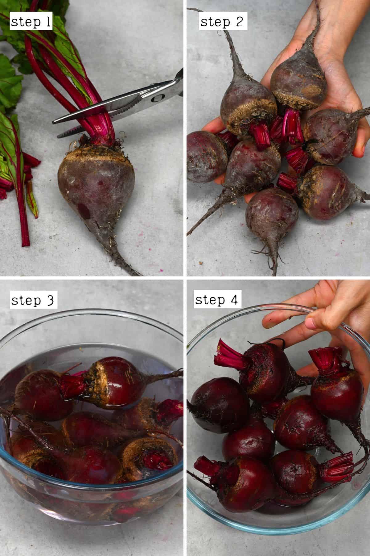 Steps for cleaning beetroot