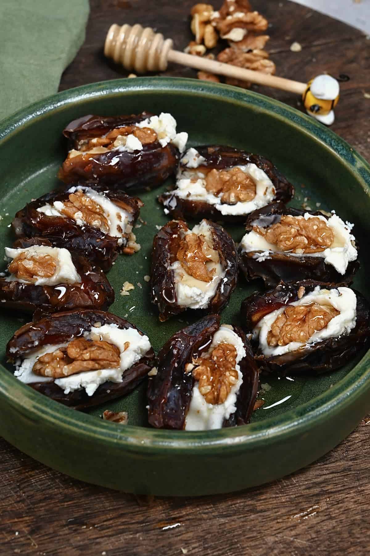 Dates stuffed with goat cheese and walnuts