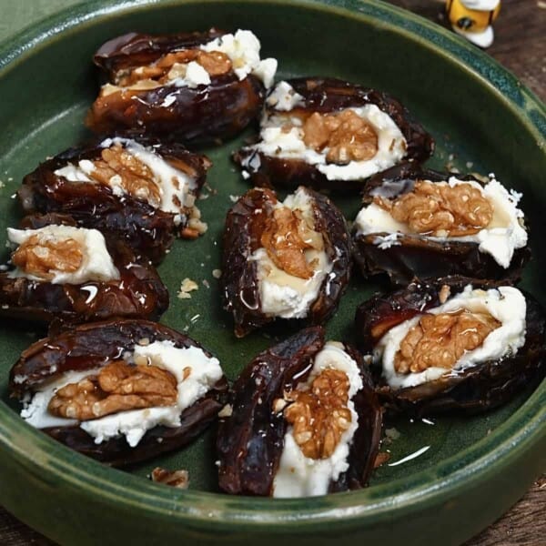 Dates stuffed with goat cheese and walnuts