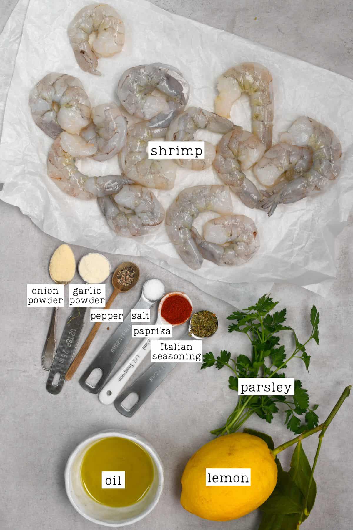 Ingredients for air fryer shrimp