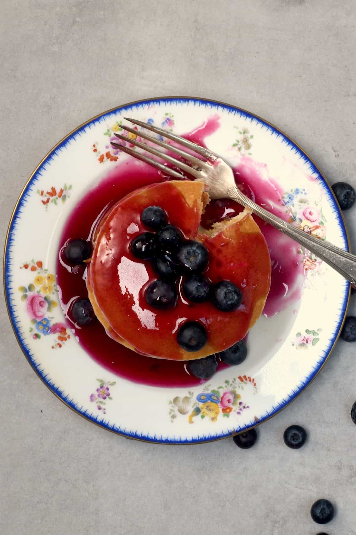 Pancakes with blueberry syrup