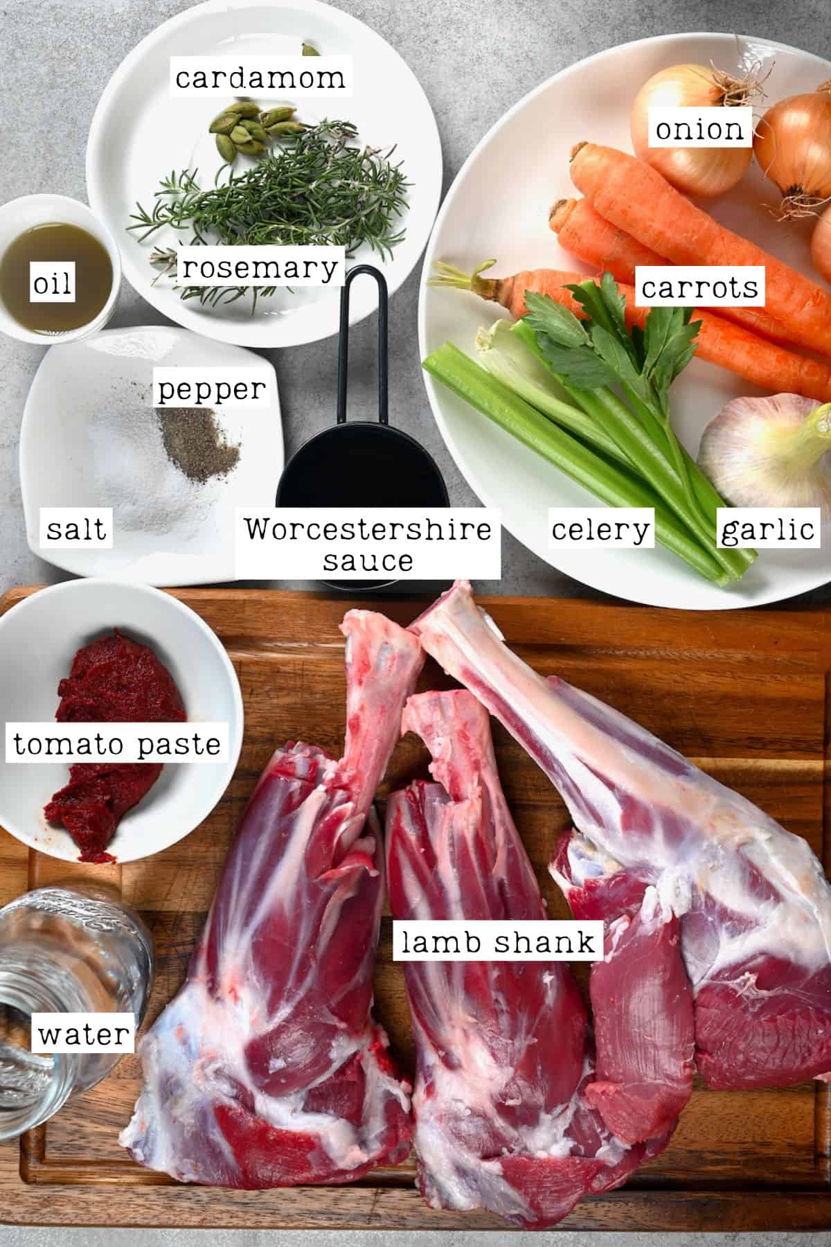Ingredients for braised lamb shank
