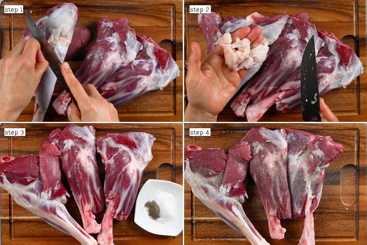 Steps for preparing lamb shank