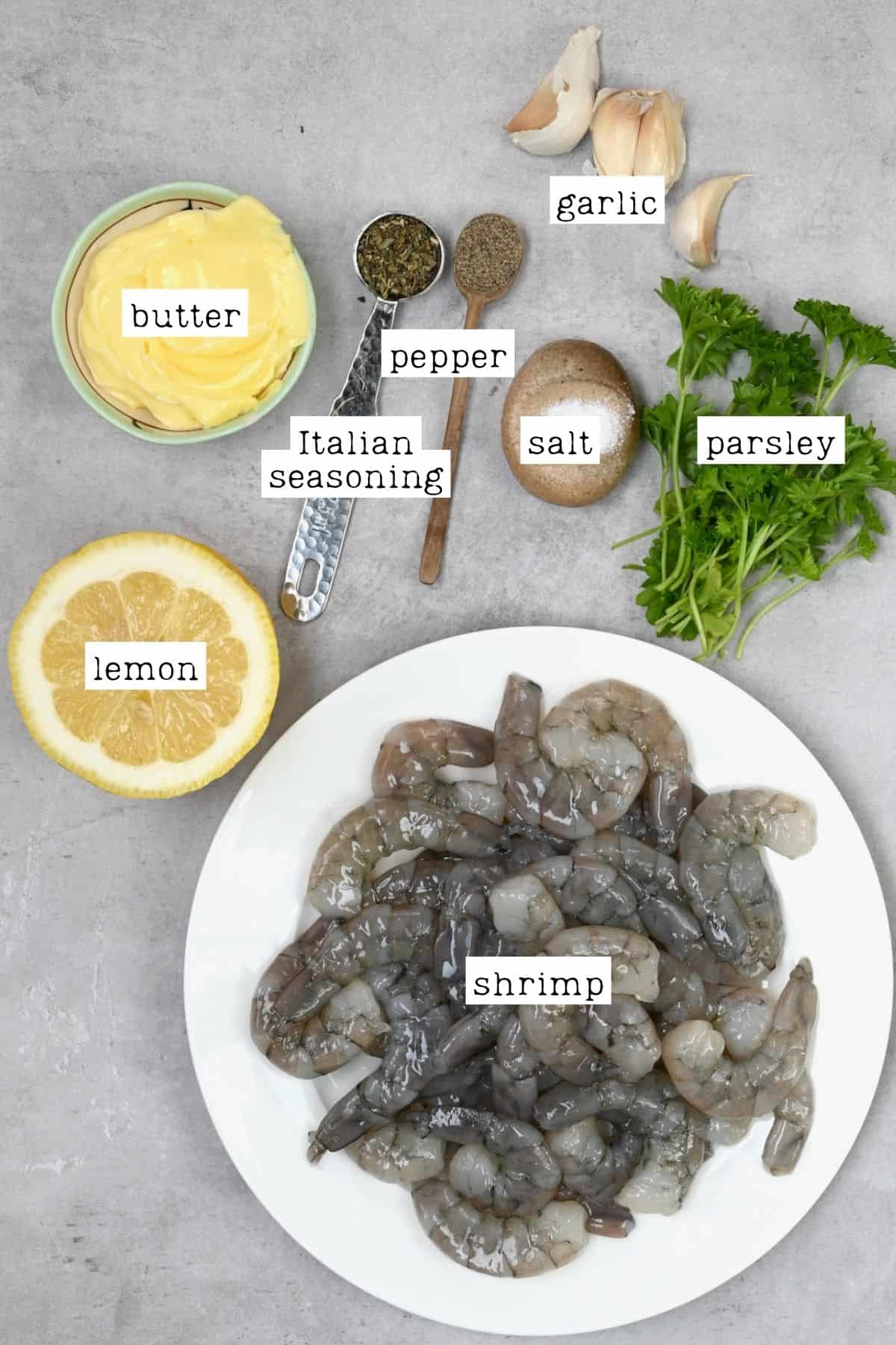 Ingredients for garlic butter shrimp