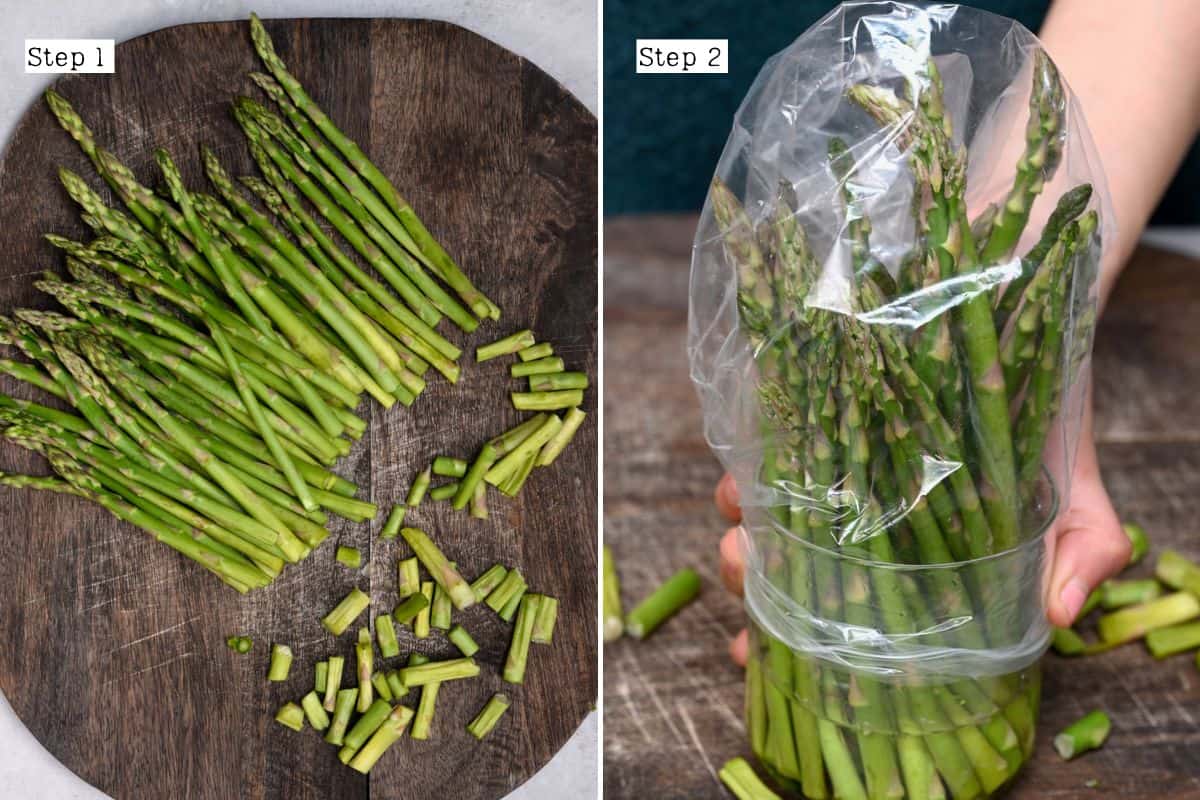 Steps for trimming and storing asparagus