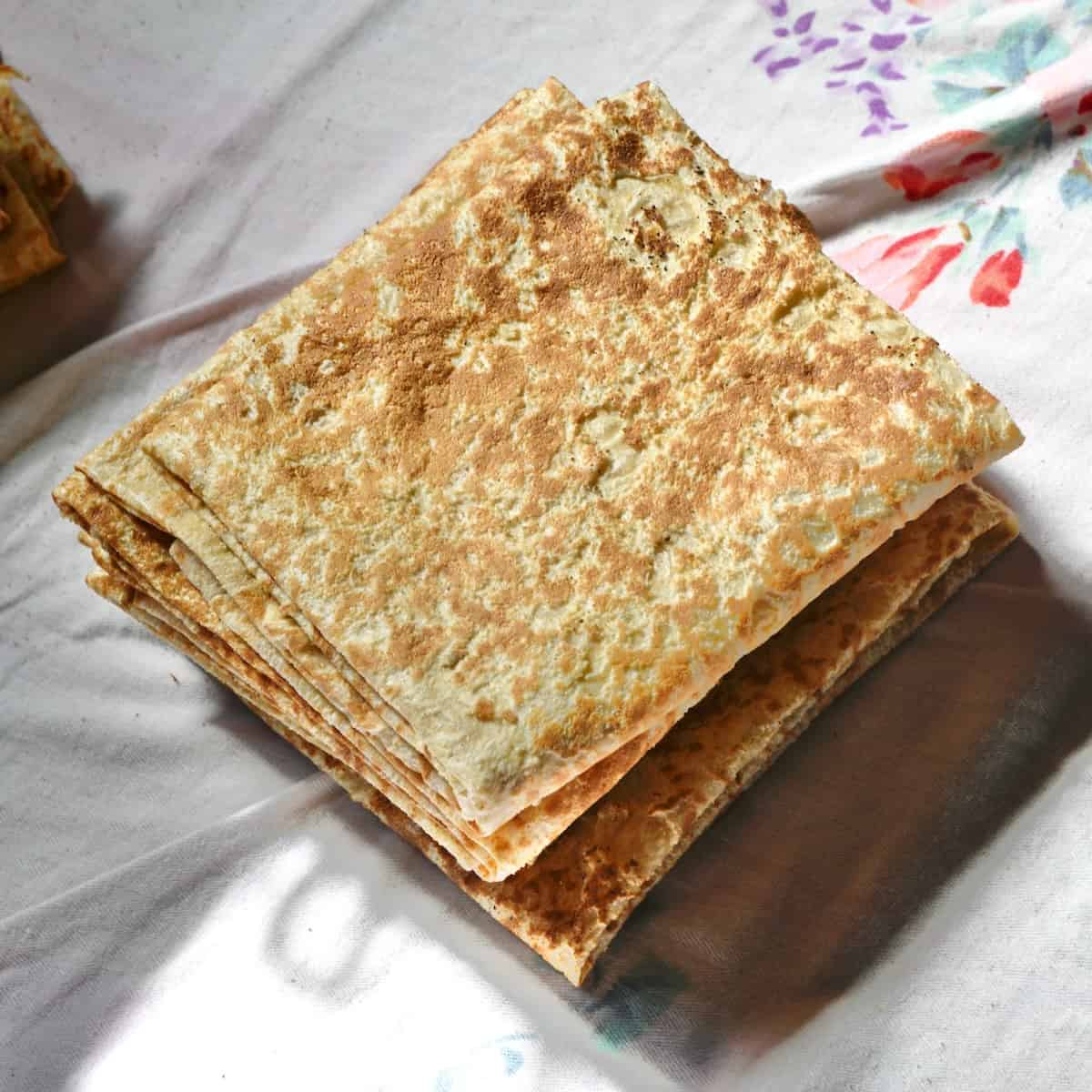 Markouk bread folded into squares
