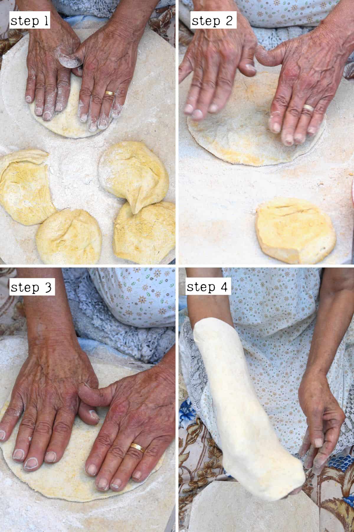 Steps for stretching dough