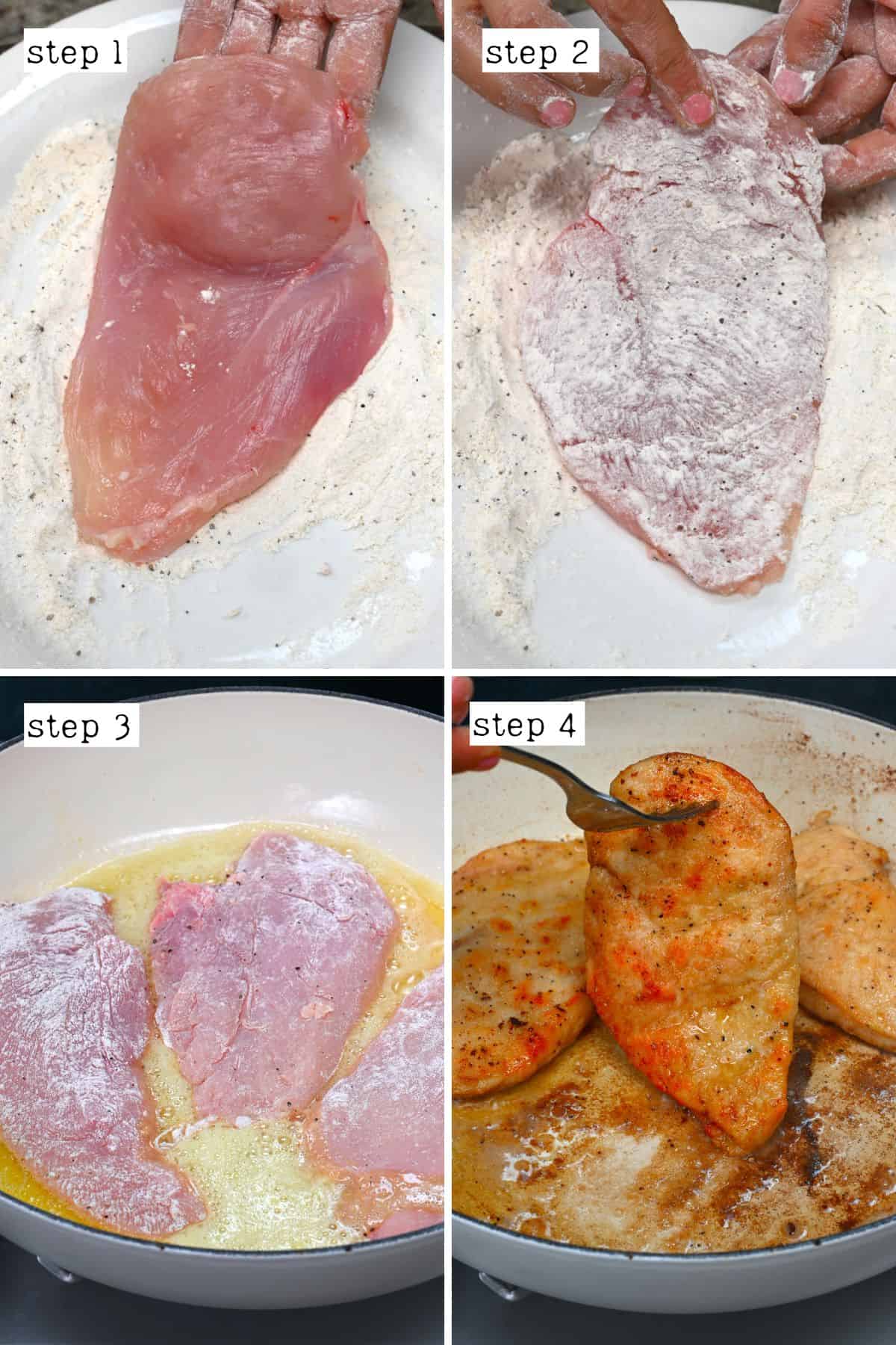 Steps for breading and cooking chicken breasts