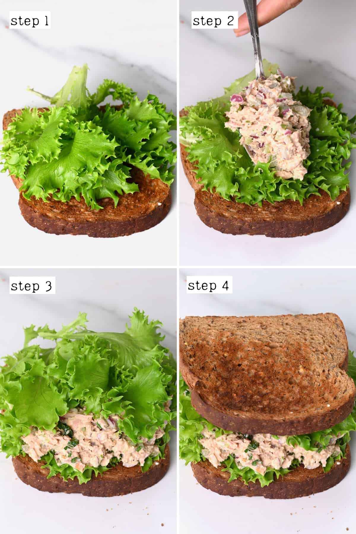 Steps for preparing tuna salad sandwich