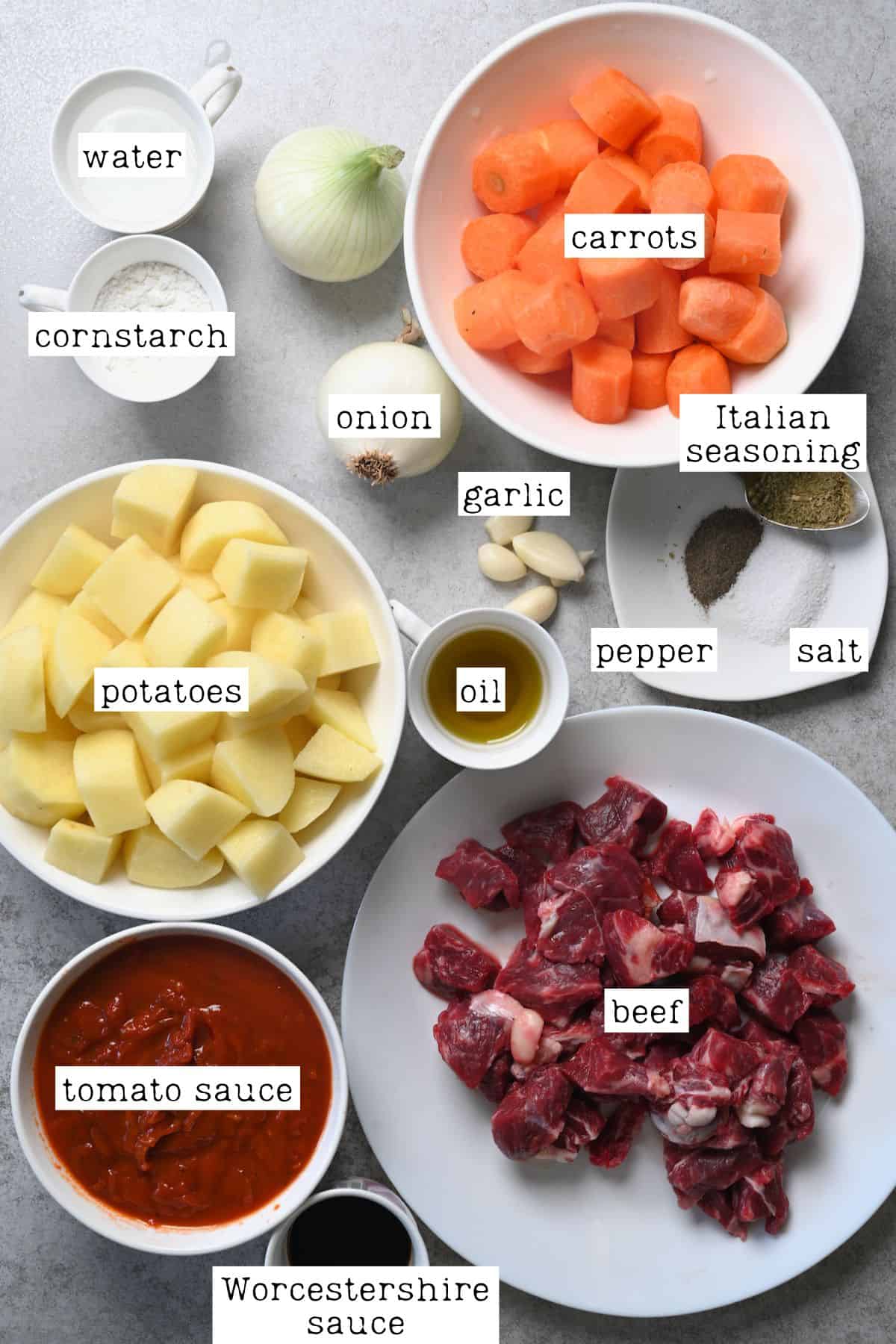 Ingredients for Instant Pot beef stew