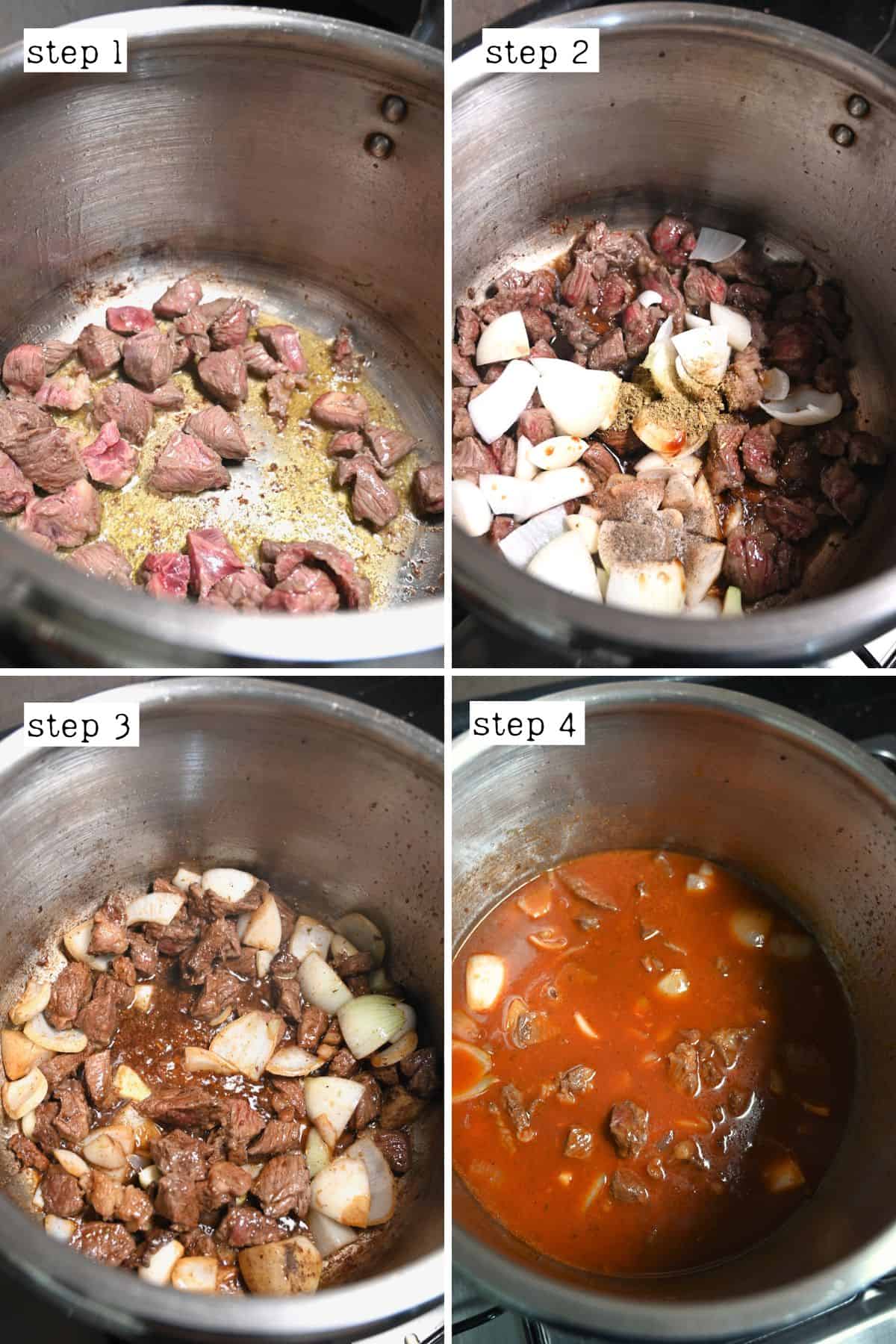 Steps for making Instant Pot stew with beef