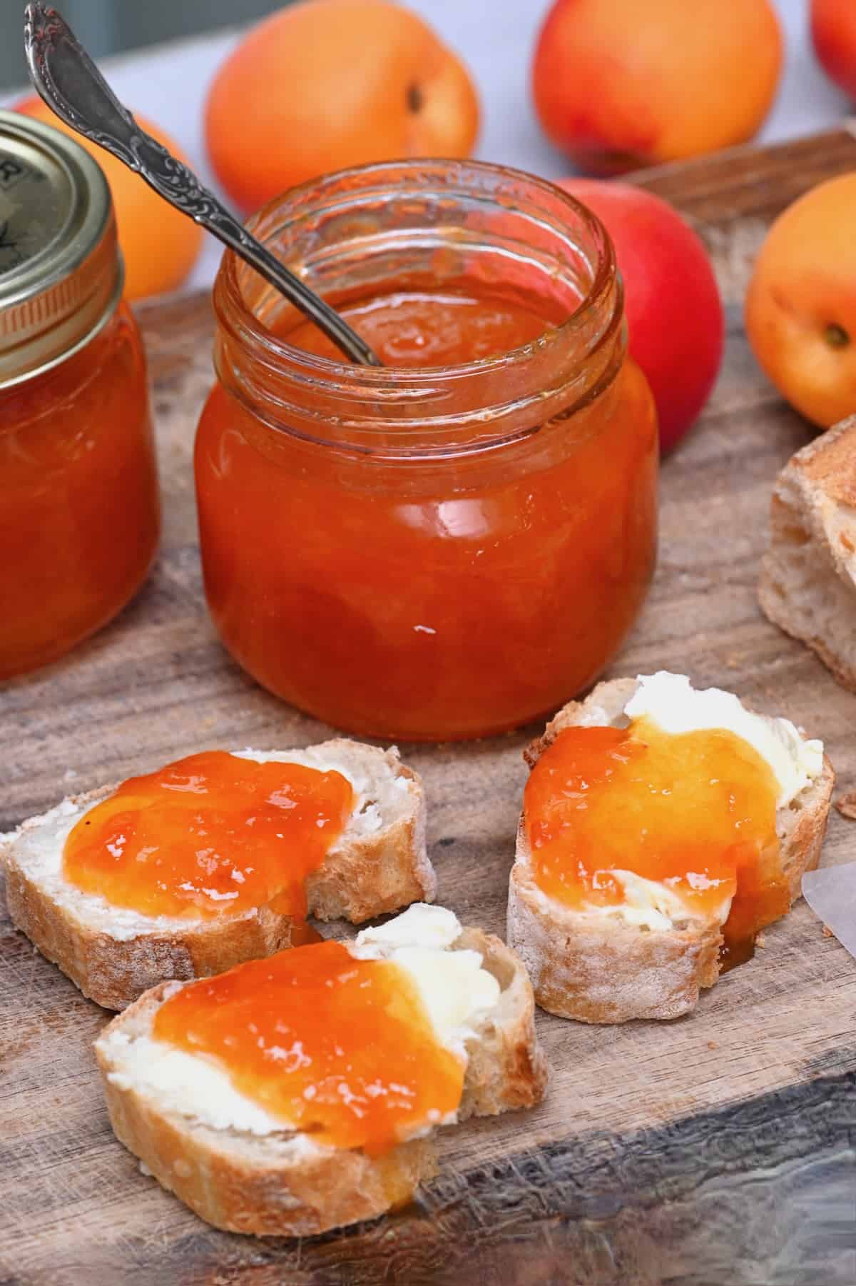 Homemade apricot jam on bread