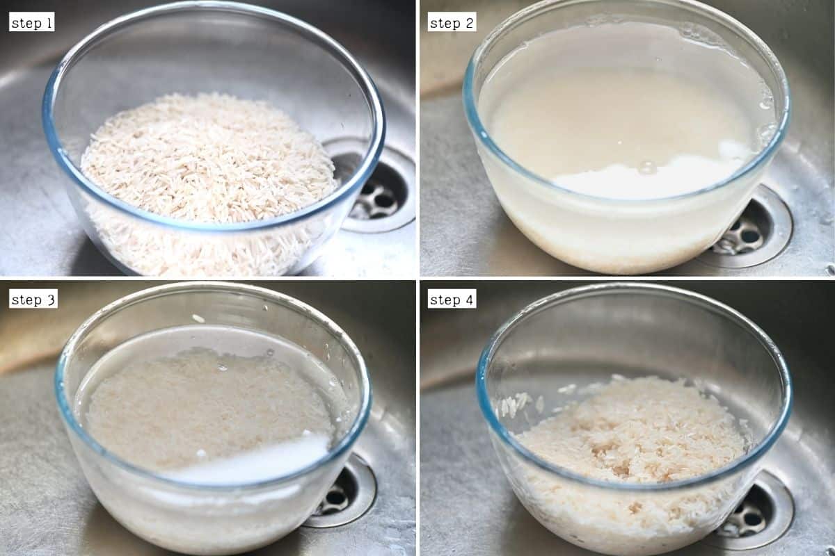 Steps for rinsing rice