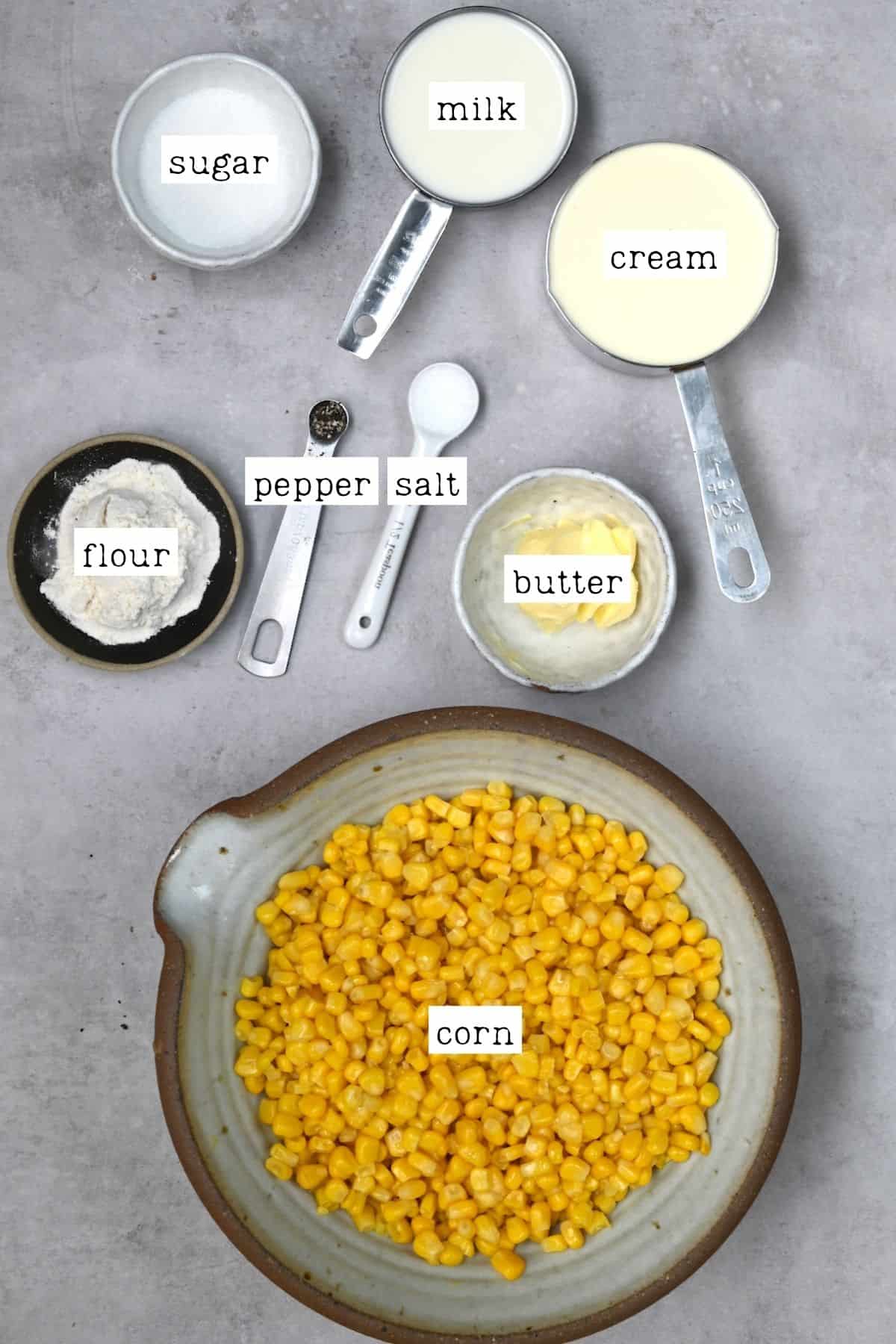 Ingredients for corned cream