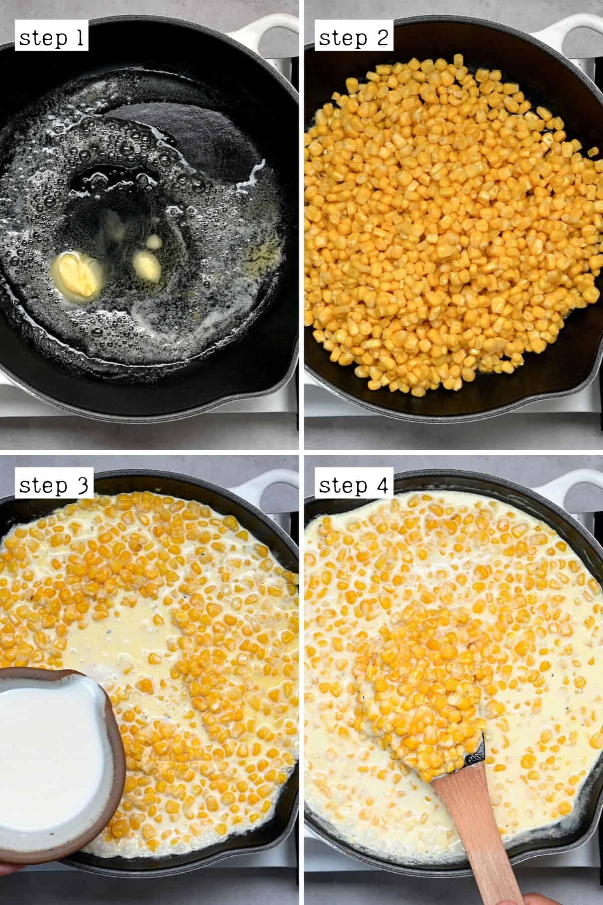 Steps for making creamed corn
