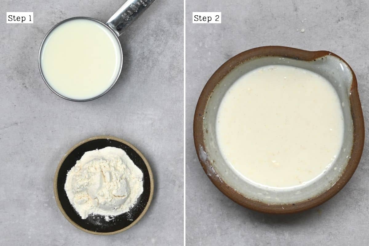 Steps for mixing flour with milk