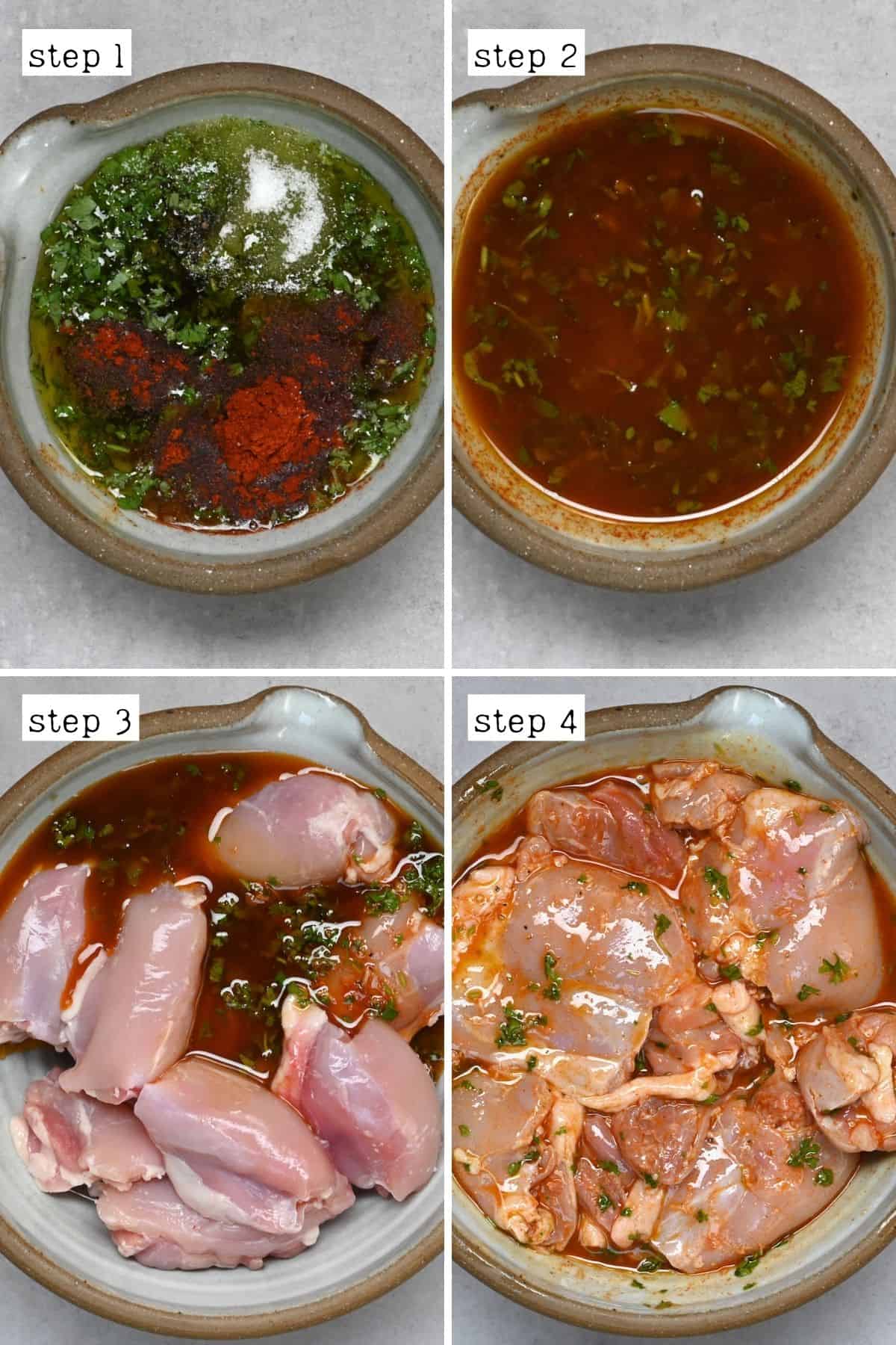 Steps for marinating chicken thighs