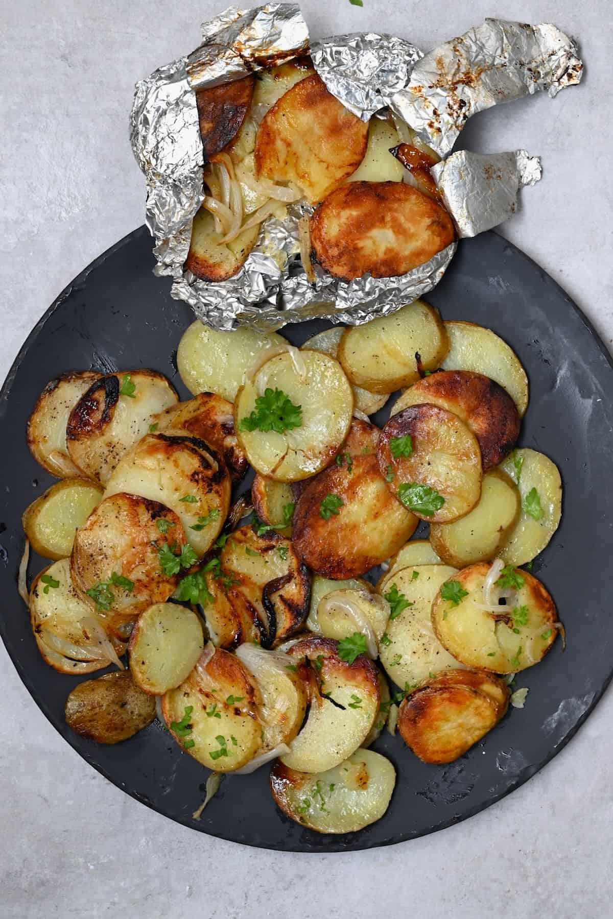 A serving of grilled potatoes