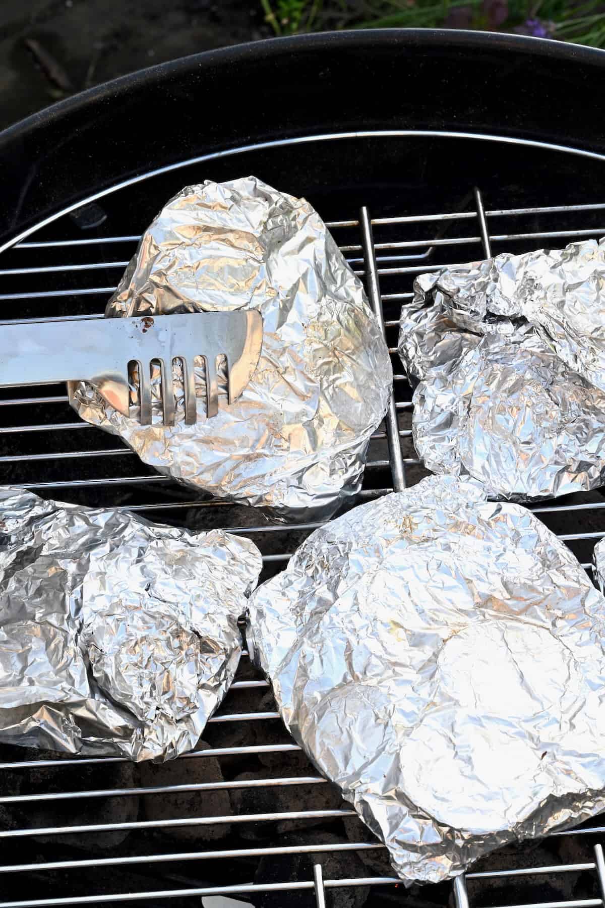 Grilling potatoes in foil