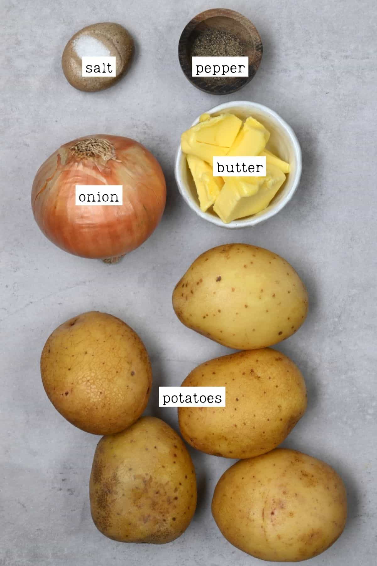 Ingredients for grilled potatoes in foil