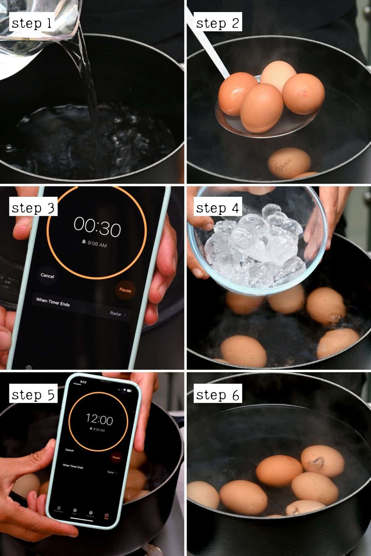 Steps for boiling eggs