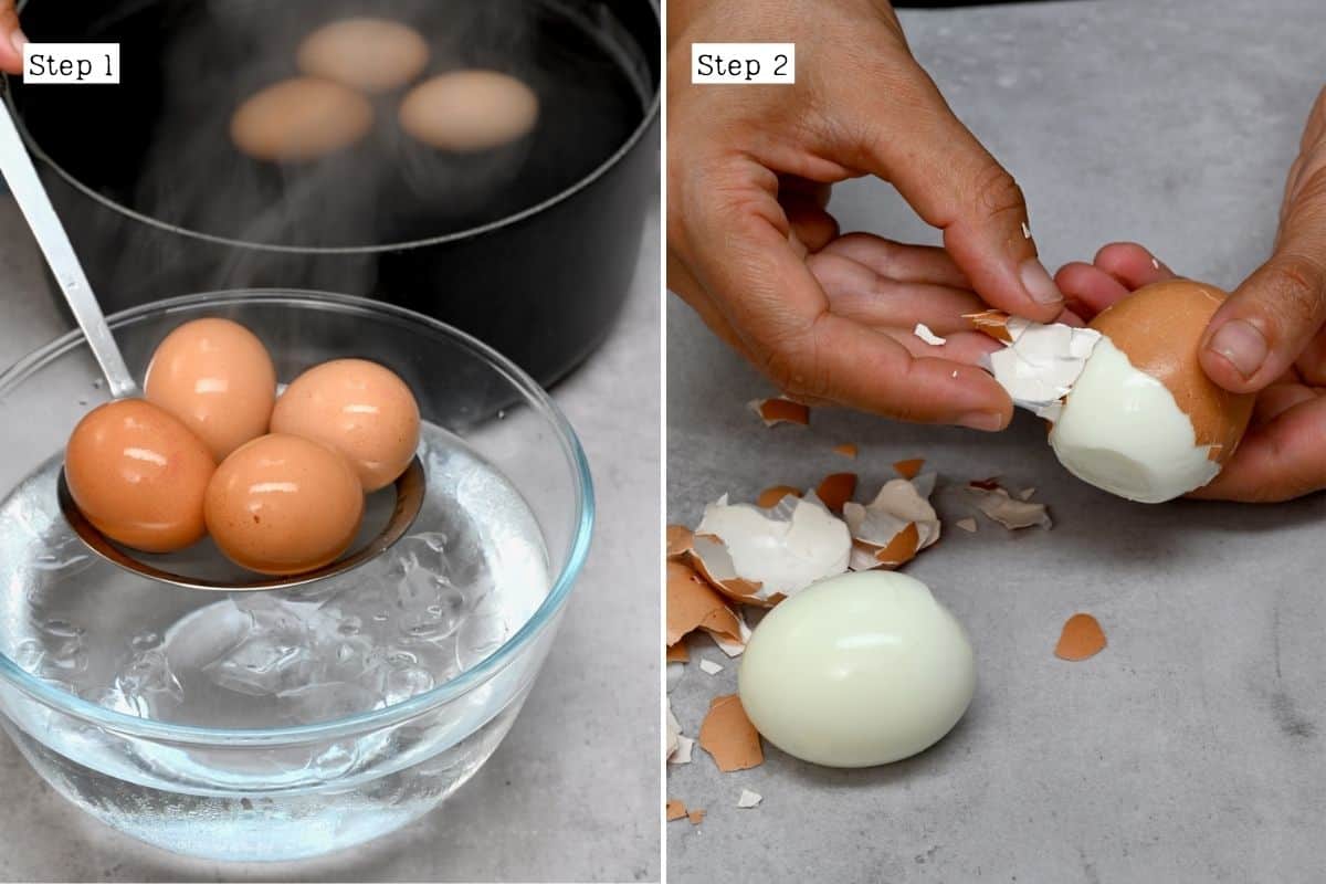 Steps for cooling and peeling eggs
