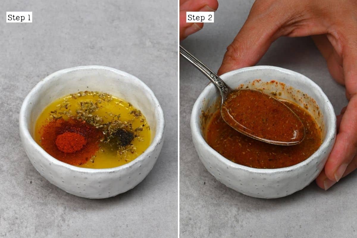 Steps for mixing melted butter with spices