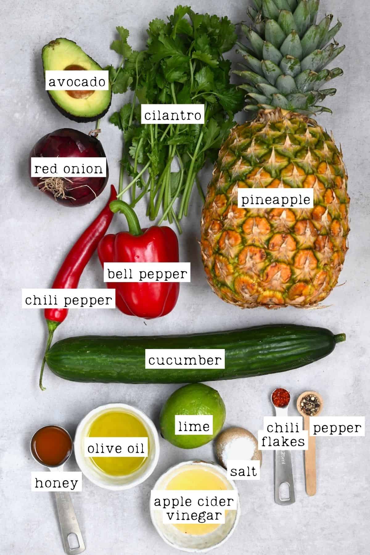 Ingredients for pineapple salad