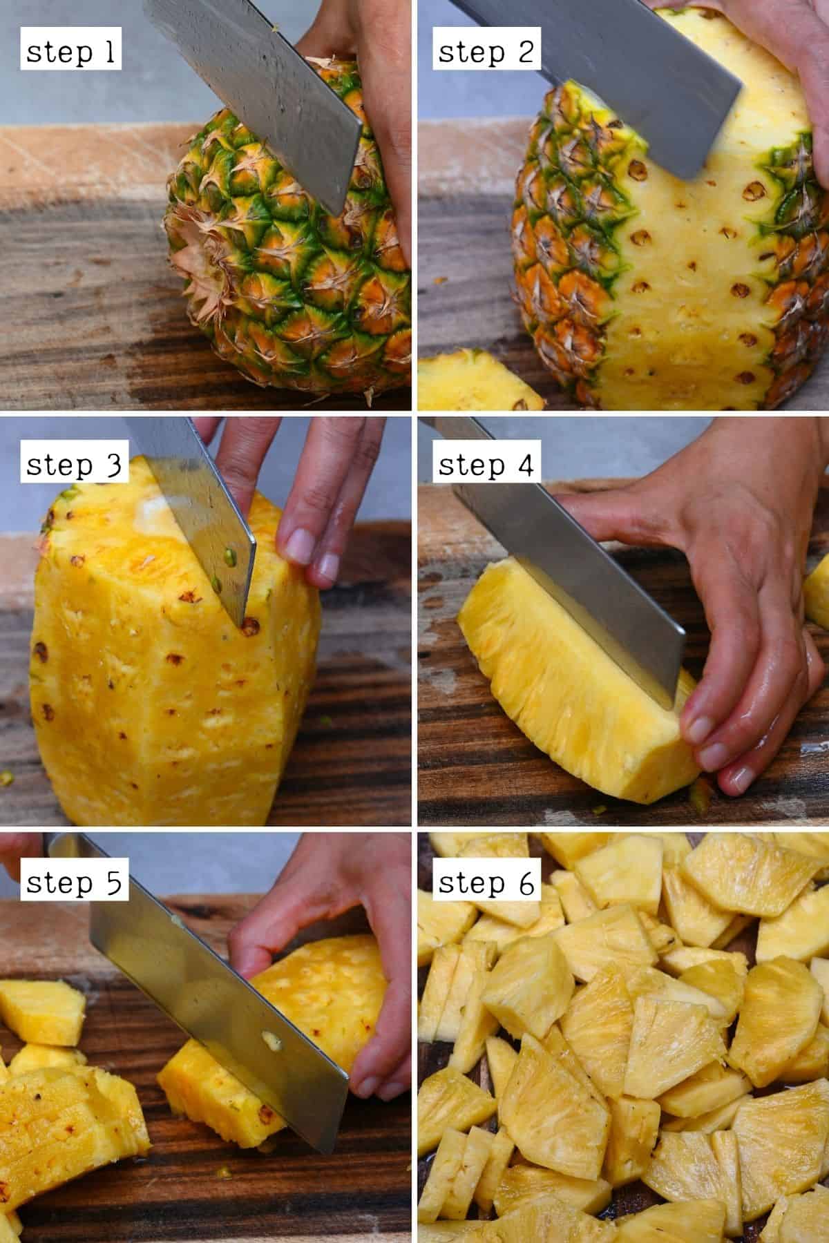Steps for cutting pineapple