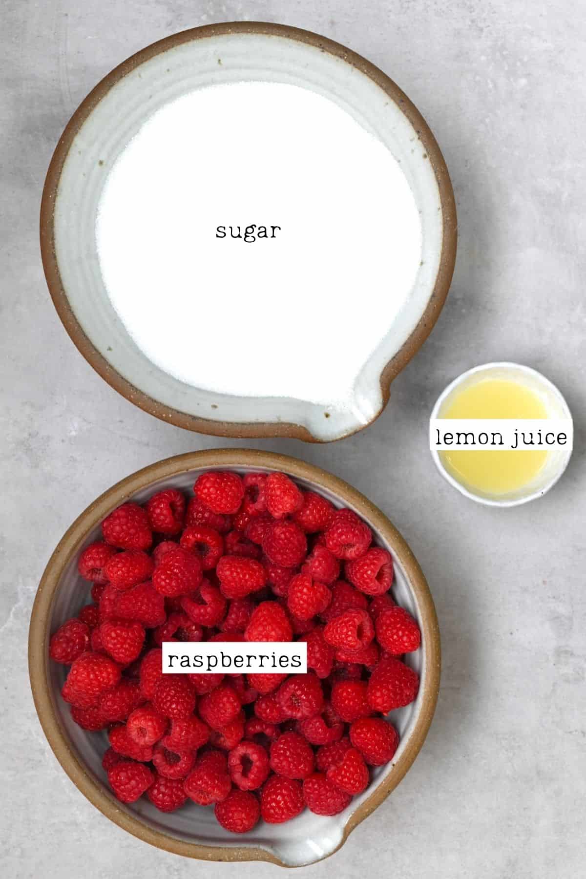 Ingredients for raspberry jam