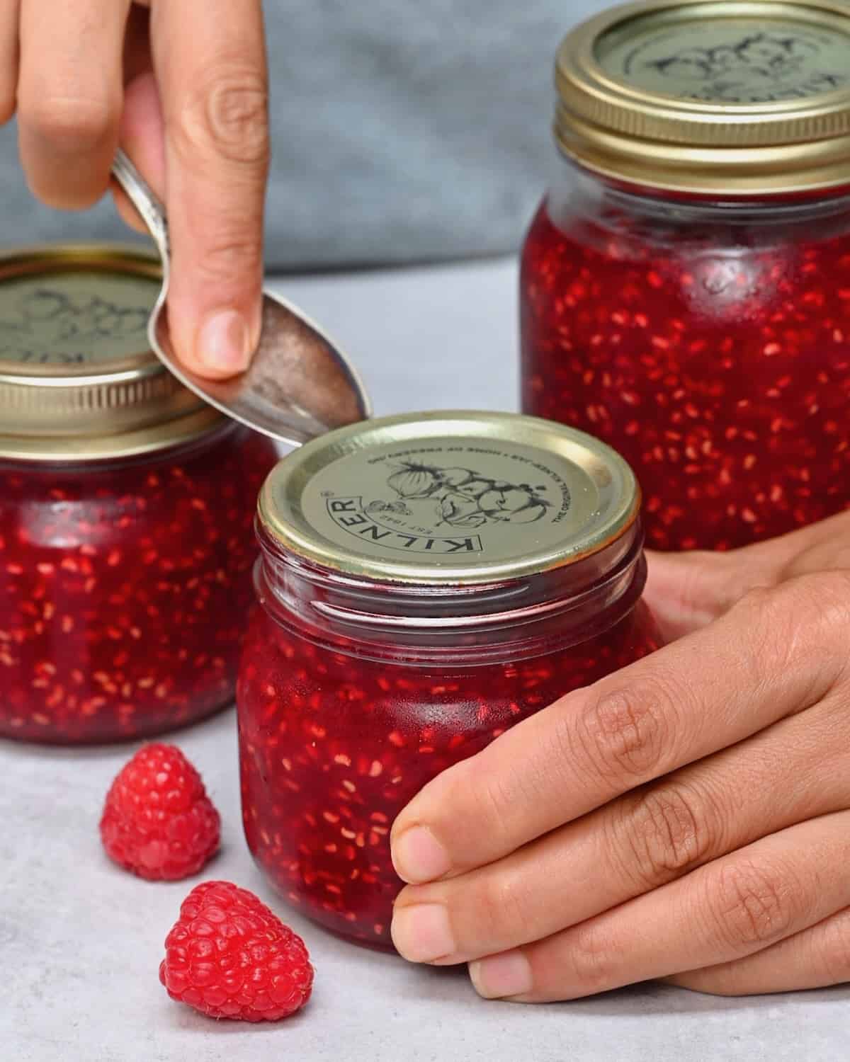 Opening a jar of homemade jam