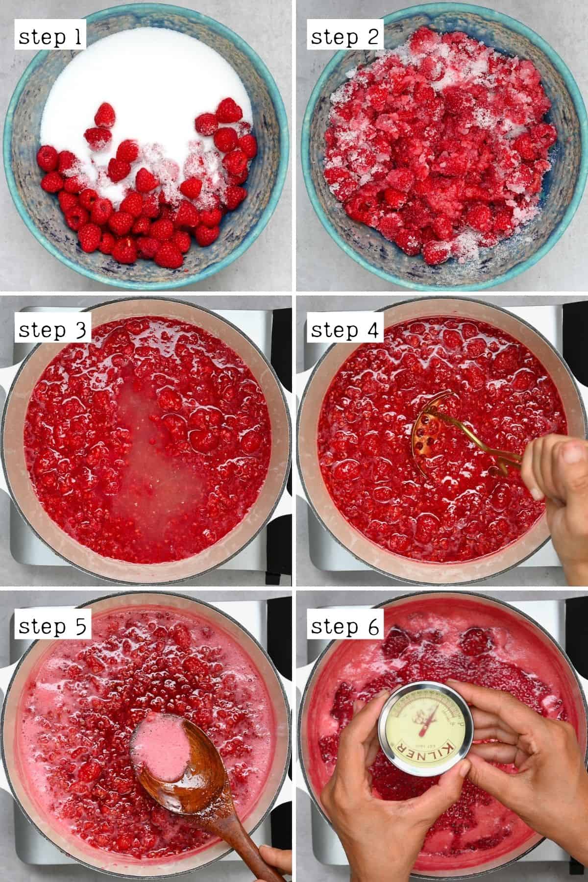 Steps for cooking raspberry jam