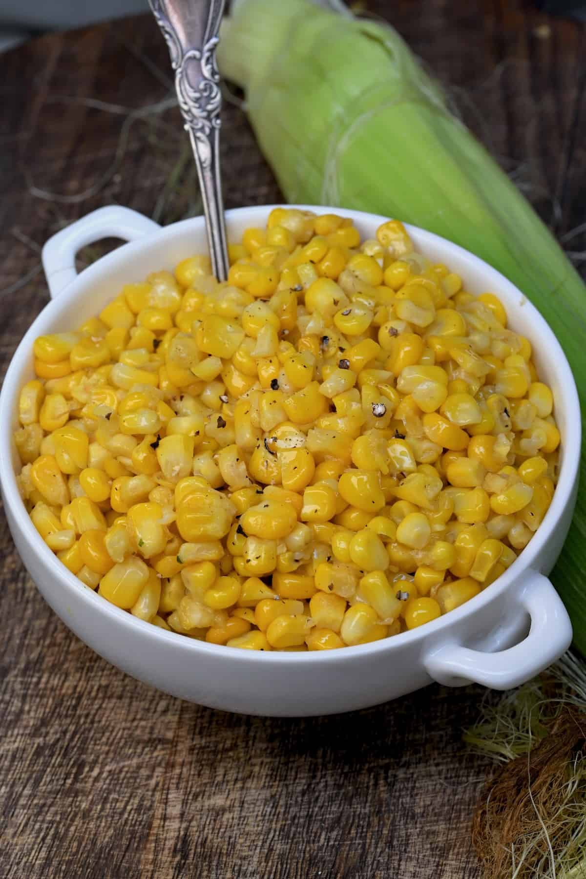A bowl with Souther fried corn