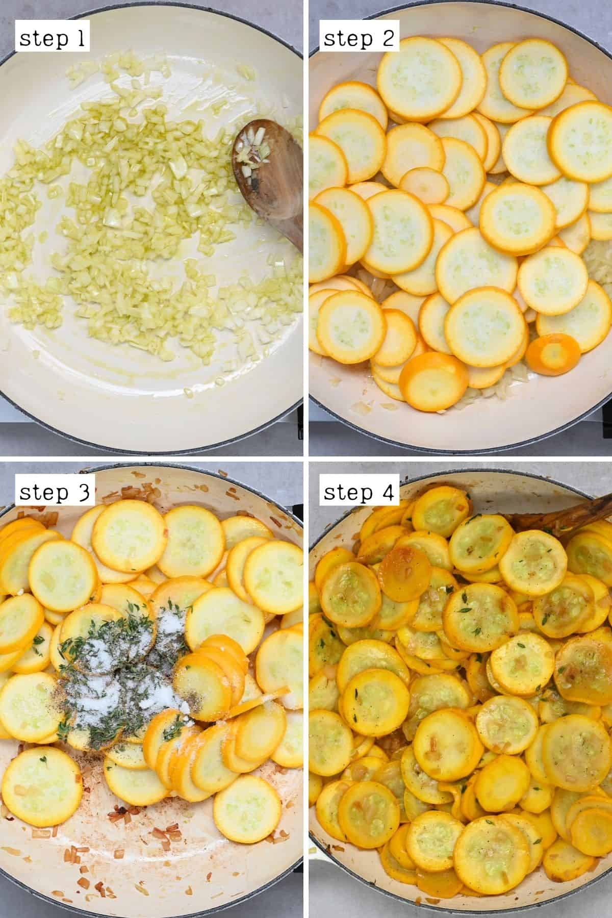 Steps for precooking squash in a pan