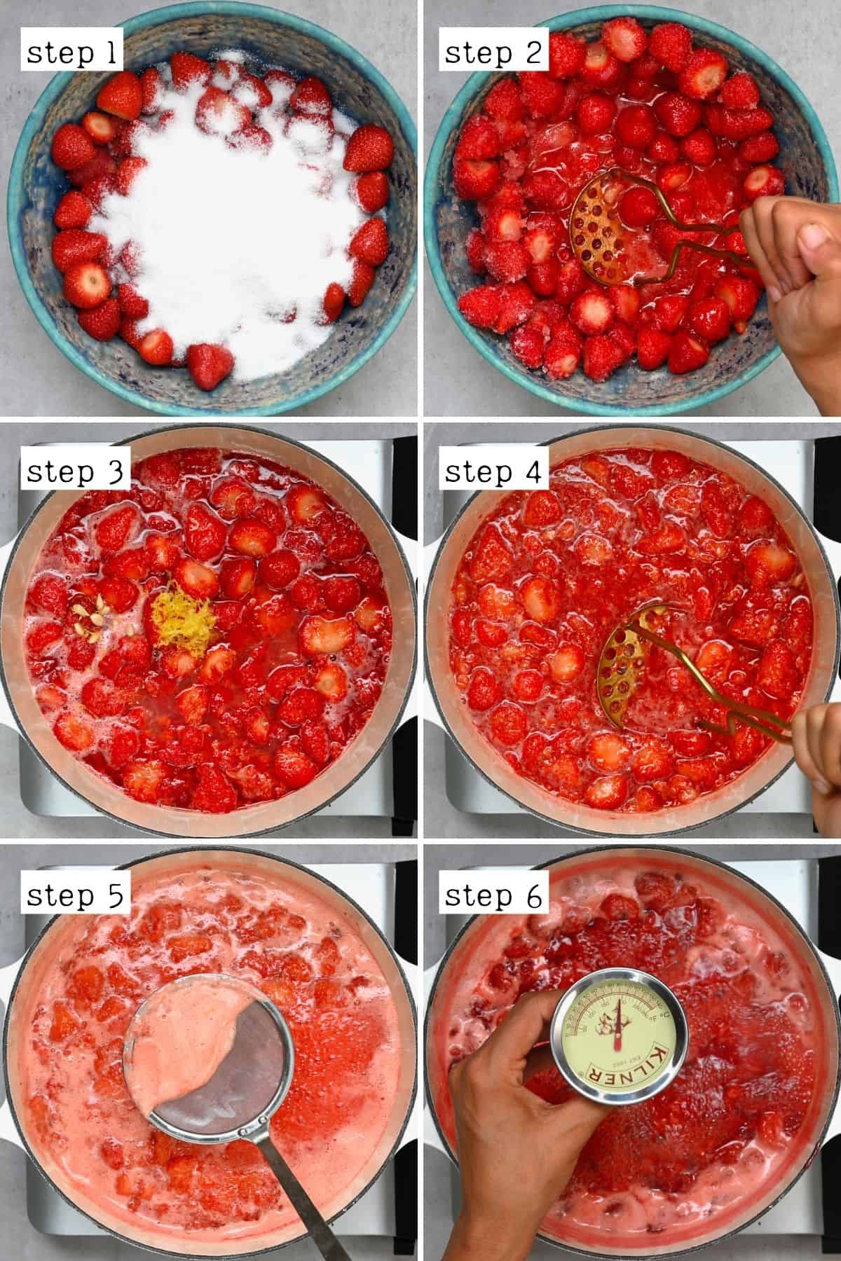 Steps for cooking strawberry jam