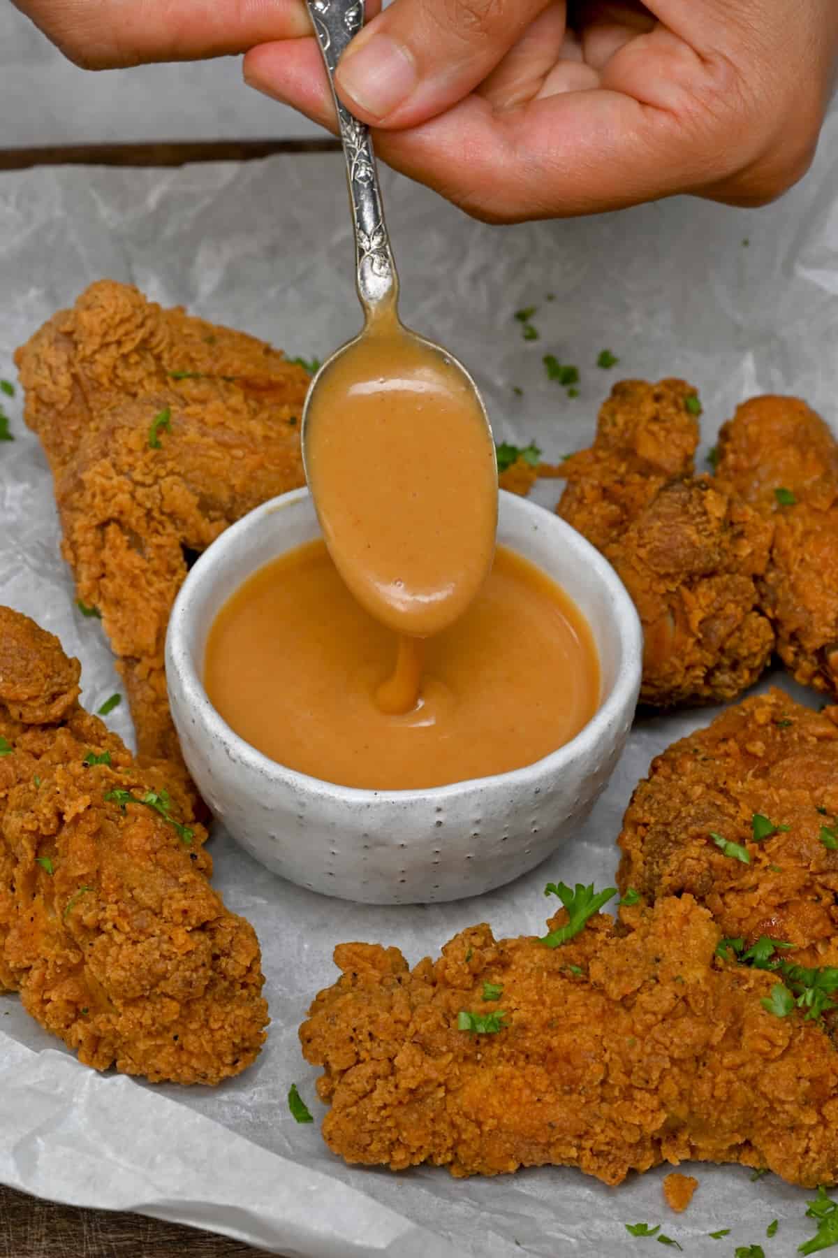 Chick fil a sauce and chicken nuggets