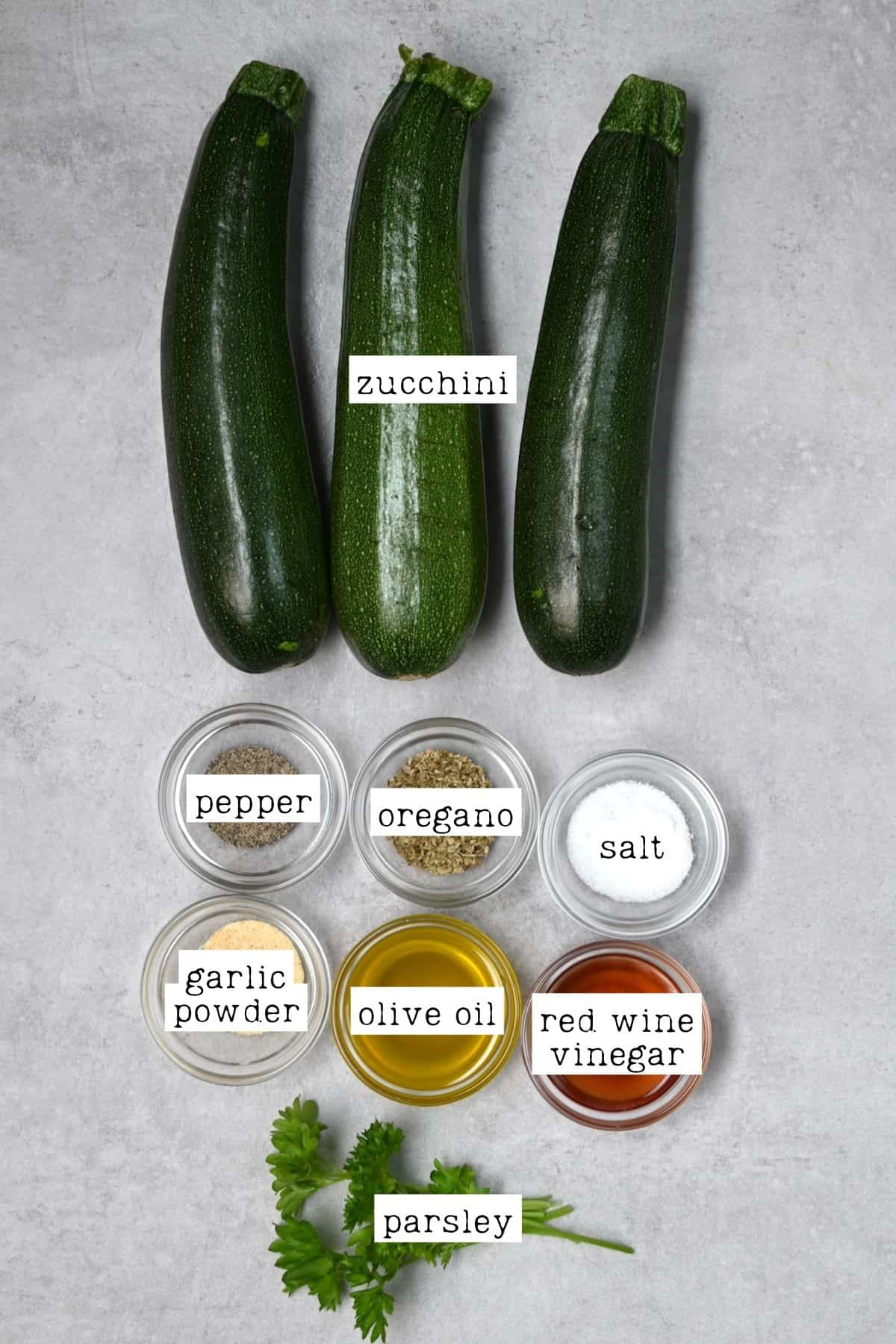 Ingredients for grilled zucchini
