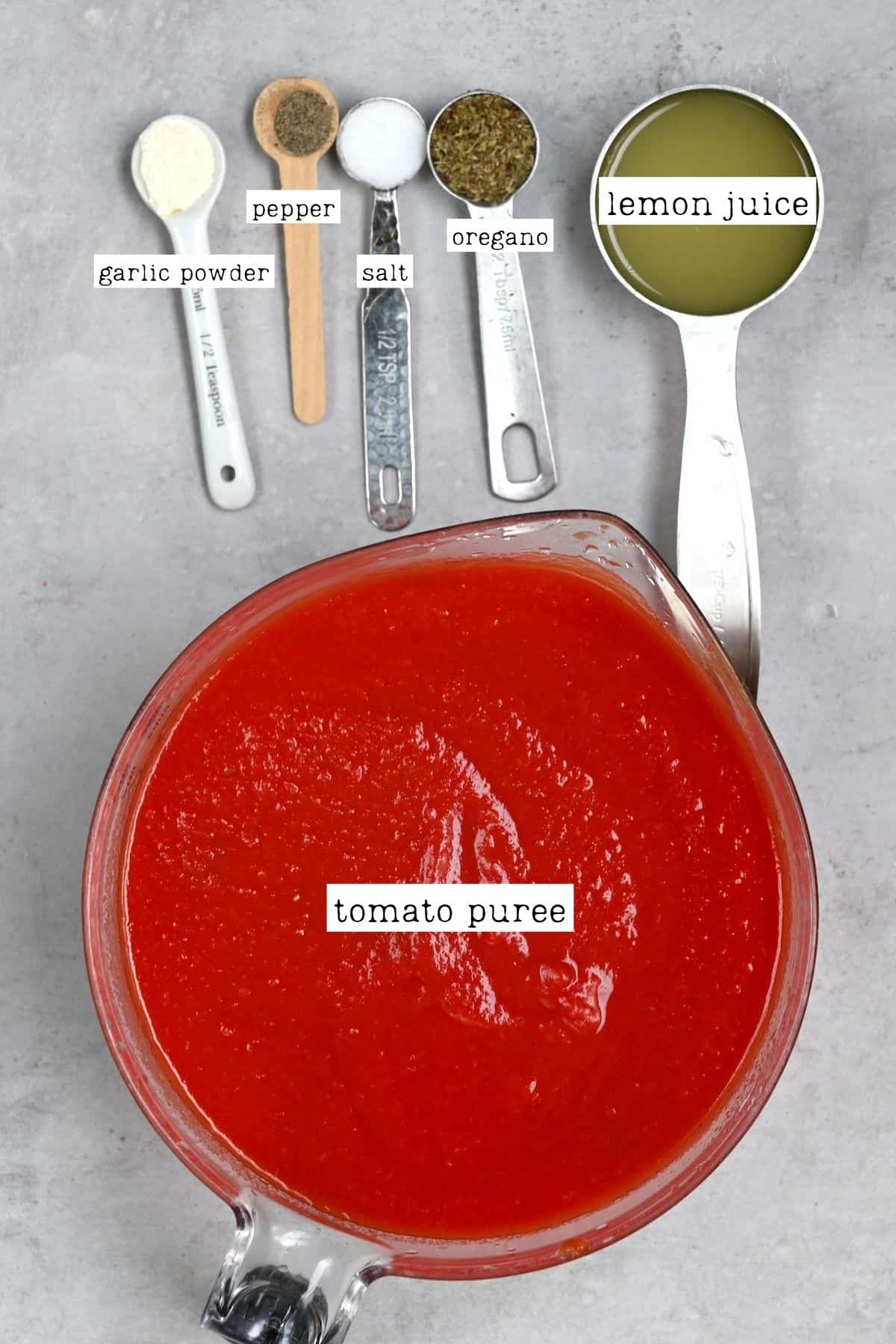 Ingredients for pizza sauce