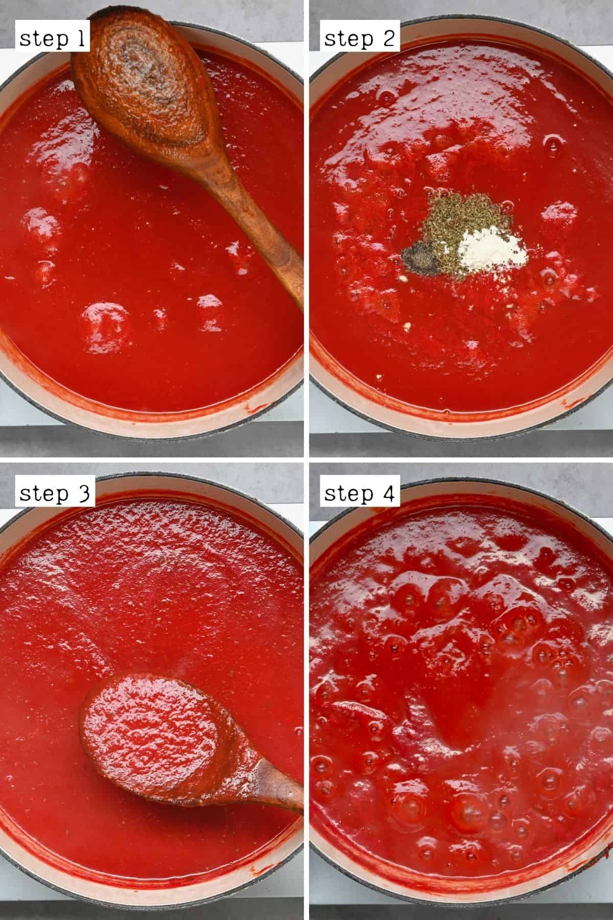 Steps for cooking pizza sauce