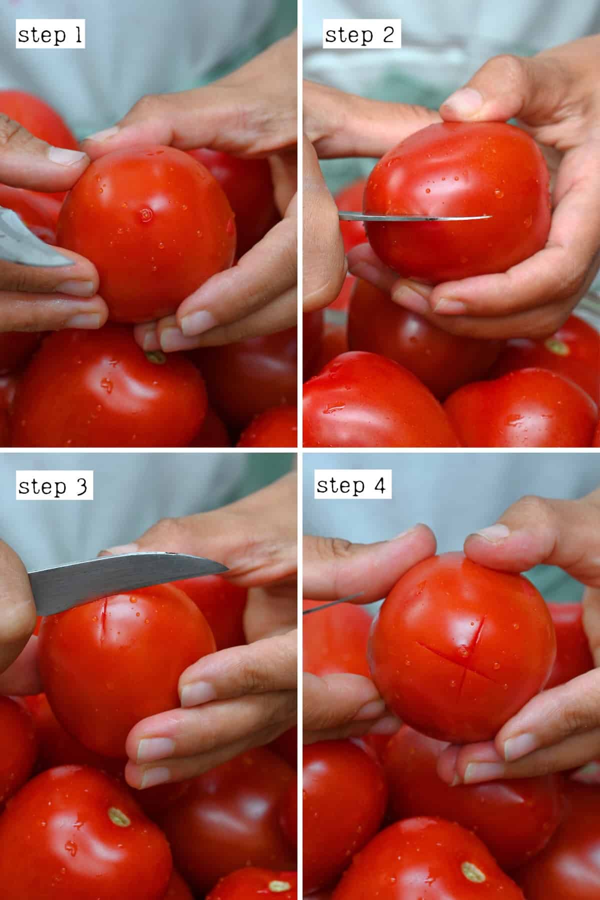 Steps for scoring tomatoes