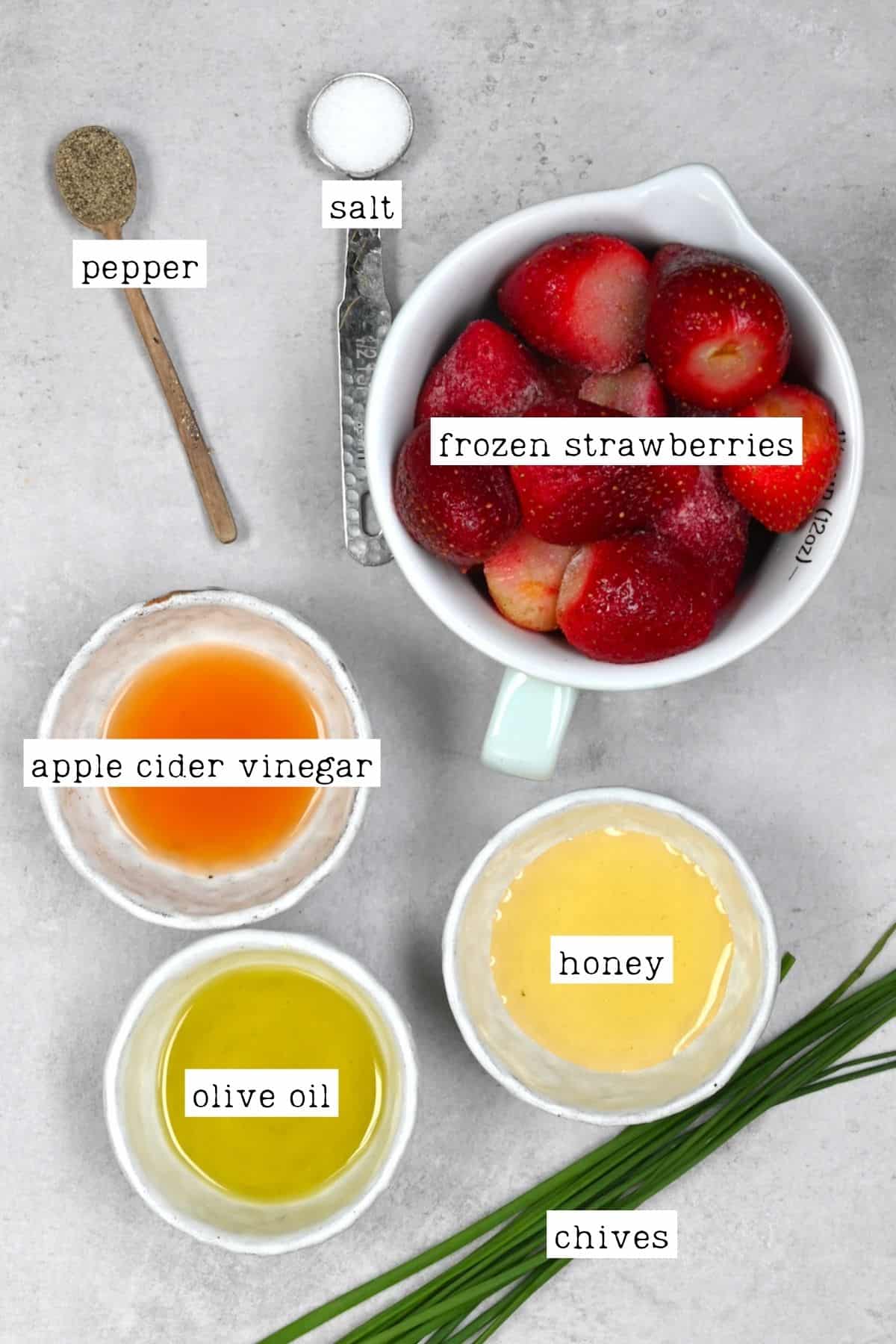 Ingredients for strawberry vinaigrette