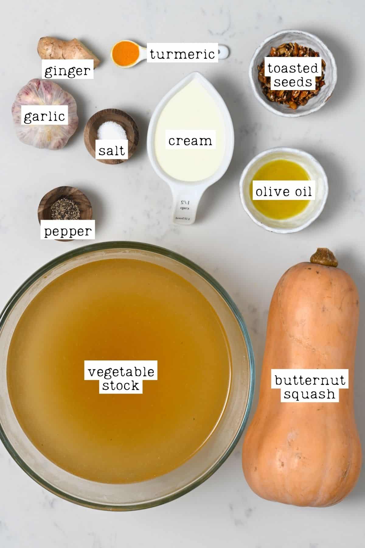 Ingredients for butternut squash soup