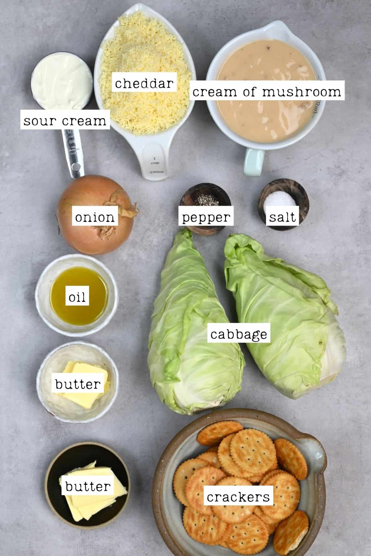 Ingredients for cabbage casserole