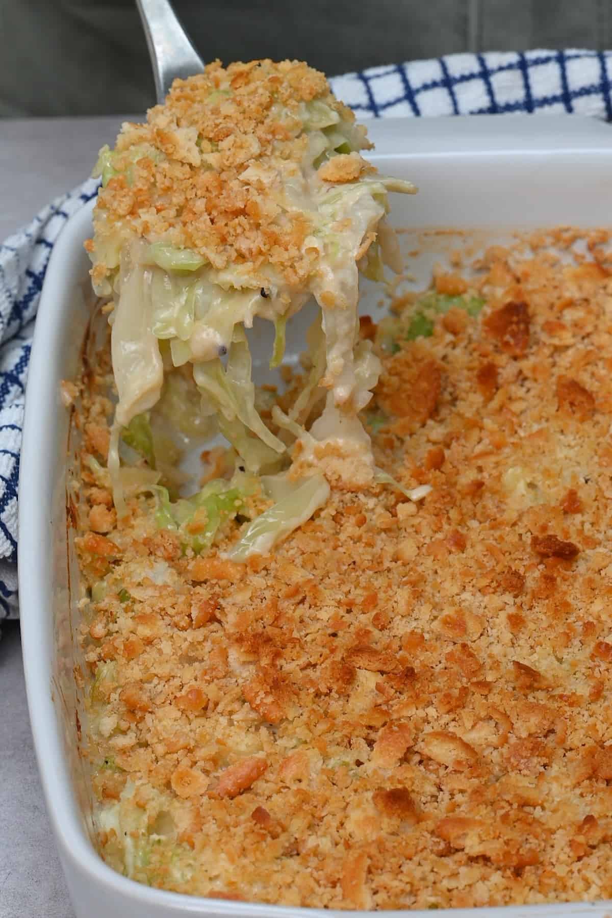 A spoonful of homemade cabbage casserole