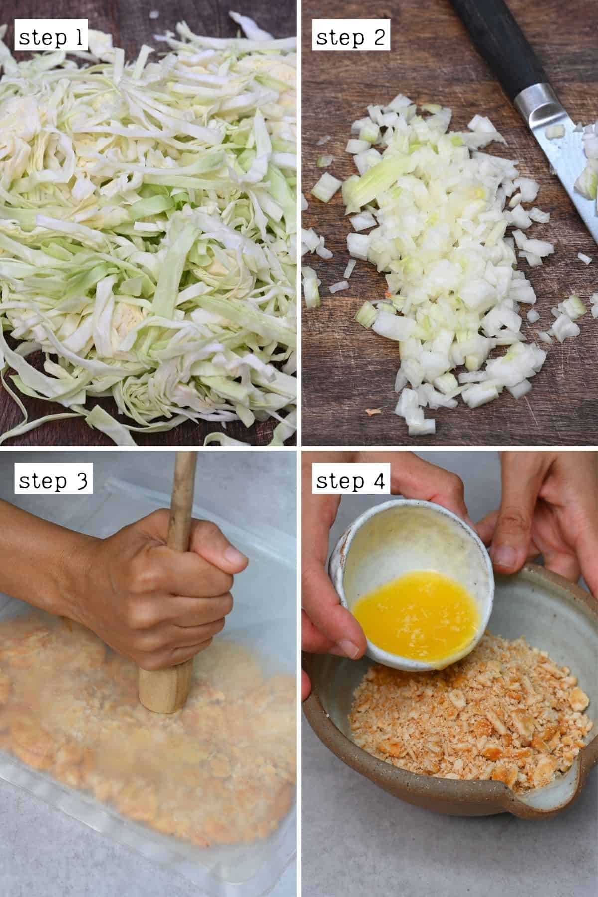 Steps for preparing ingredients for casserole